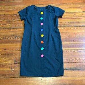 Vintage Elegant Black Dress with Multicolored Buttons